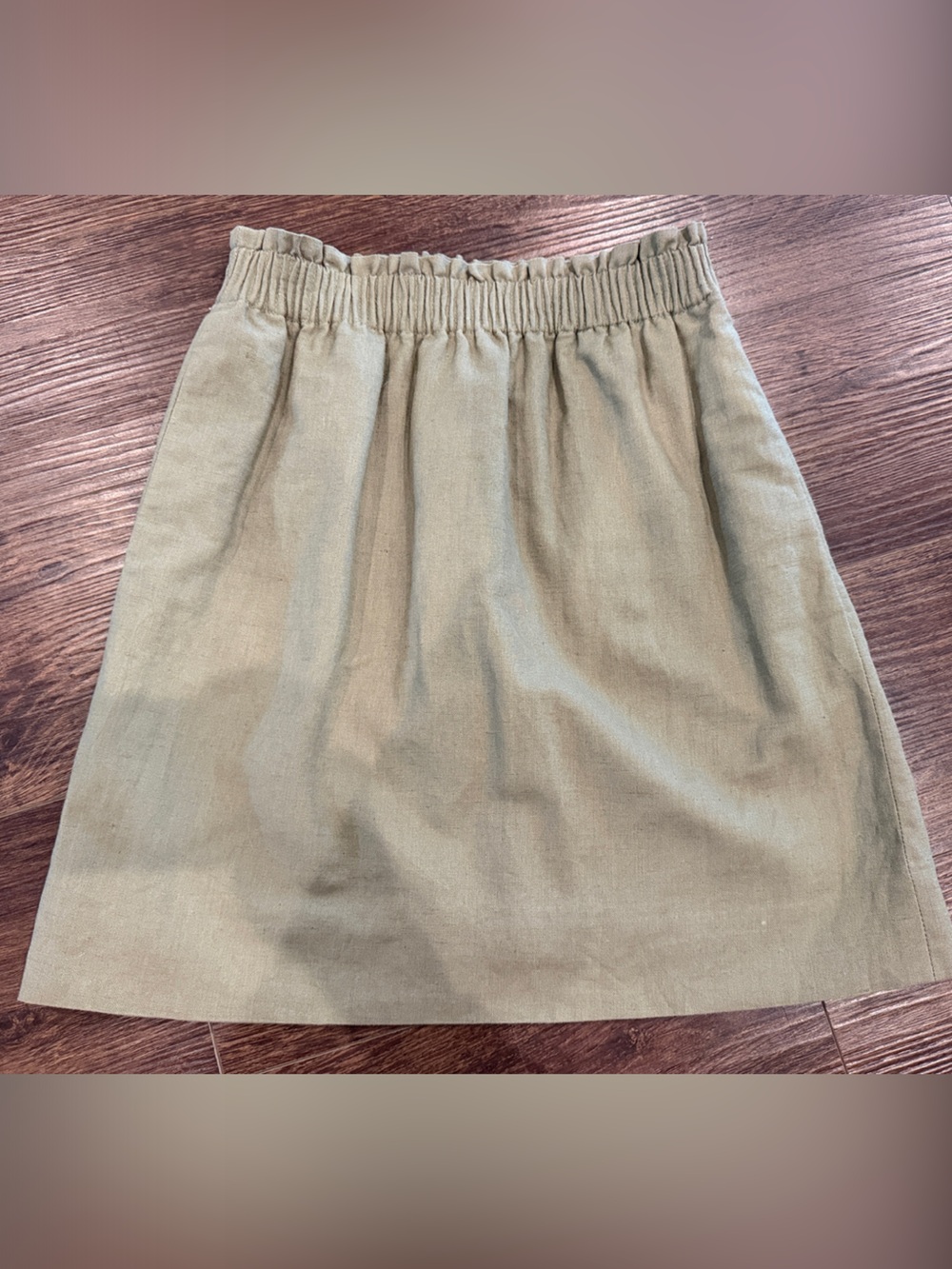 Casual Olive Green Elastic-Waist Women's Skirt